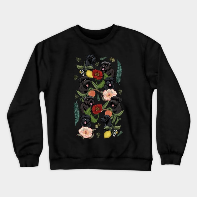 Botanical and Black Russian Terrier Crewneck Sweatshirt by huebucket